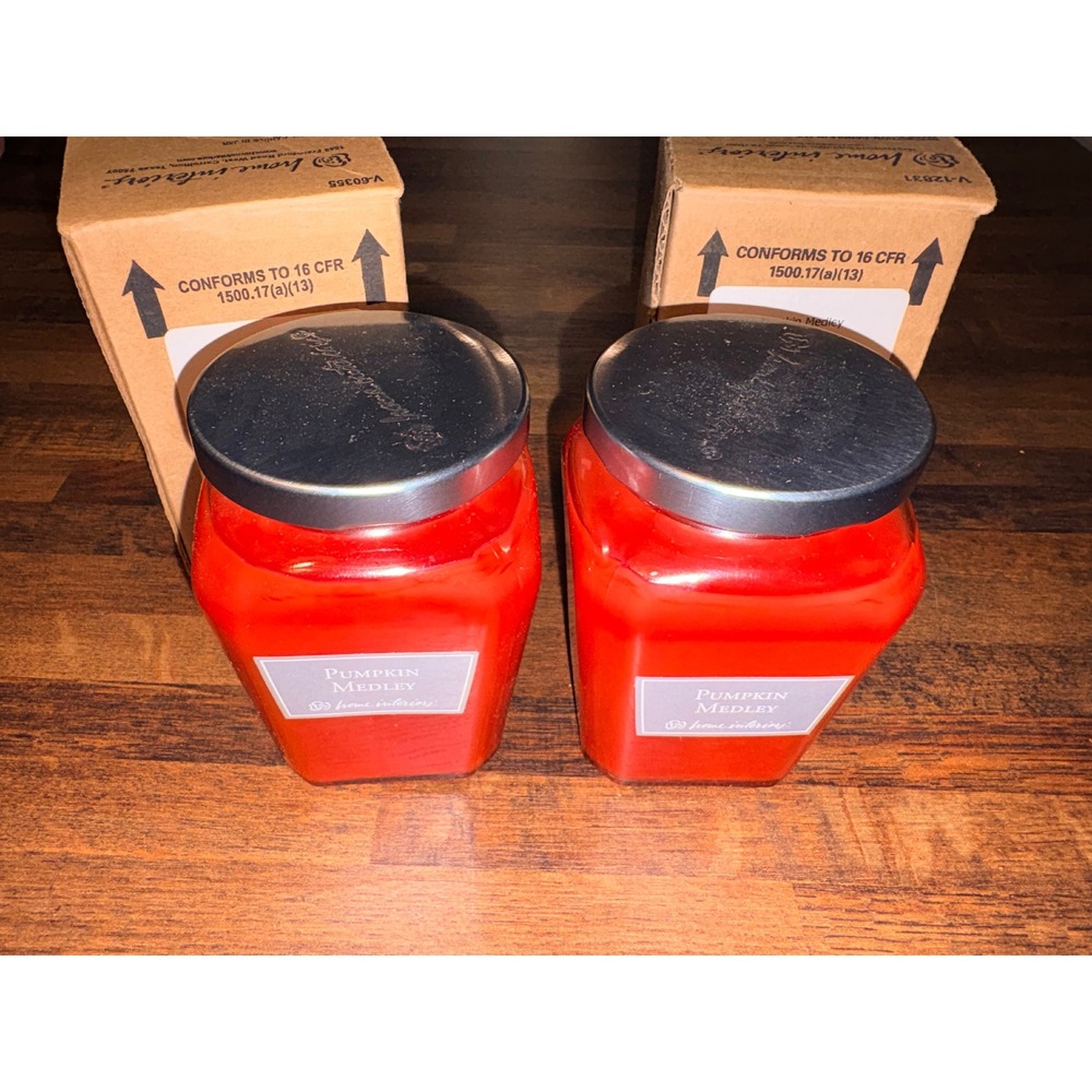 Home Interiors Pumpkin Medley Scented Jar Candles Set of 2 7.5oz 14385